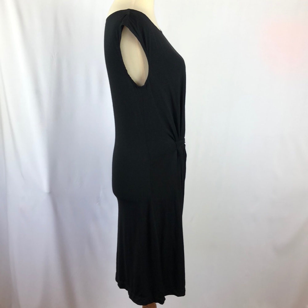 Max Studio Little Black Dress with Asymmetrical Front and Ruching - Size Small - Picture 6 of 8